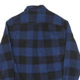 JACHS Mens Blue & Black Check Shirt M Cotton Blend Casual Button Front