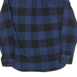 JACHS Mens Blue & Black Check Shirt M Cotton Blend Casual Button Front