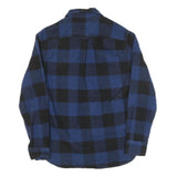 JACHS Mens Blue & Black Check Shirt M Cotton Blend Casual Button Front
