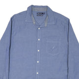 NAUTICA Mens Blue Plain Shirt XL Cotton Blend Classic Fit Long Sleeve