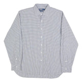 POLO RALPH LAUREN Mens Blue & White Check Shirt XL Classic Button Collar Long