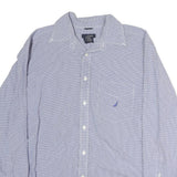 NAUTICA Mens Blue Check Shirt L Classic Cotton Long Sleeve Button Up