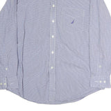 NAUTICA Mens Blue Check Shirt L Classic Cotton Long Sleeve Button Up