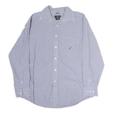 NAUTICA Mens Blue Check Shirt L Classic Cotton Long Sleeve Button Up