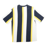 KARL KANI Mens Blue White & Yellow Stripe Graphic T-Shirt XS Short Sleeve Crew