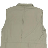 TITANIUM Mens Beige Cotton Sleeveless Jacket L Zip Utility Multi Pocket Casual