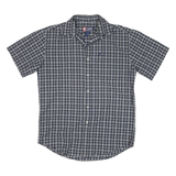 CHAPS RALPH LAUREN Mens Blue Check Shirt M Cotton Blend Short Sleeve Casual