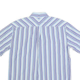 TOMMY HILFIGER Mens Blue & White Stripe Shirt L Cotton Casual Button-Down