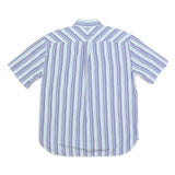 TOMMY HILFIGER Mens Blue & White Stripe Shirt L Cotton Casual Button-Down