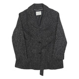 CANDA Womens Black & Grey Button Jacket L Polyester Blend Classic Chic