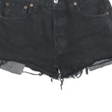 LEVI'S Womens Black Denim Cut-Off Shorts M W30 Frayed Hem Casual Style