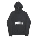 PUMA Mens Black Cotton Blend Hoodie M Pullover Sweatshirt Logo Print