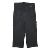 DICKIES Mens Cotton Blend Black Relaxed Cargo Trousers W34 L26 Workwear Zip