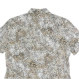 CITY LIFE Womens Beige & Black Printed Short Sleeve Collared Shirt L Polyester