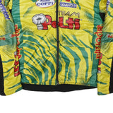 SANTINI Womens Yellow & Green Cycling Jacket 3XL Polyester Blend Zip Racing Team