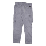 DICKIES Womens Regular Fit Grey Cotton Blend Workwear Trousers W32 L29 Cargo Zip