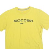 NIKE Mens Yellow Soccer T-Shirt M Short Sleeve Crew Neck Cotton Casual