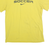NIKE Mens Yellow Soccer T-Shirt M Short Sleeve Crew Neck Cotton Casual