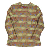 Womens Green & Purple Patterned Button Jacket L Polyester Blend Woven