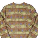 Womens Green & Purple Patterned Button Jacket L Polyester Blend Woven