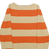 TOMMY HILFIGER Womens Orange & Beige Striped Plain V-Neck Basic Knit Jumper L