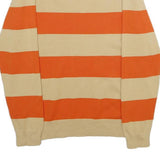 TOMMY HILFIGER Womens Orange & Beige Striped Plain V-Neck Basic Knit Jumper L