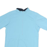Mens Blue Polyester Cycling T-Shirt L Short Sleeve 1/4 Zip Lightweight Top