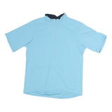 Mens Blue Polyester Cycling T-Shirt L Short Sleeve 1/4 Zip Lightweight Top