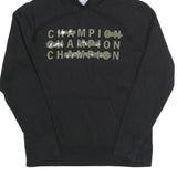CHAMPION Mens Black Hoodie S Cotton Blend Pullover Hooded Sweatshirt