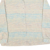 Womens Cream & Blue Printed Shirt Long Sleeve Collared M Relaxed Fit Casual