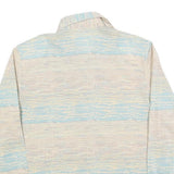 Womens Cream & Blue Printed Shirt Long Sleeve Collared M Relaxed Fit Casual