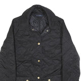 TOMMY HILFIGER Womens Black Quilted Jacket S Polyester Zip Button Outdoor Style