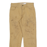 CARHARTT Mens Relaxed Fit Beige Cotton Blend Trousers W30 L32 Workwear Durable