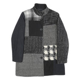 DESIGUAL Womens Black & Grey Patchwork Button Jacket L Woven Classic Fit Stylish