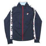 FILA Mens Navy Blue & White Sport Track Jacket XL Polyester Blend Zip Logo