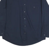 CHAPS Mens Navy Plain Cotton Blend Shirt L Button-Down Collar Long Sleeve