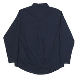 CHAPS Mens Navy Plain Cotton Blend Shirt L Button-Down Collar Long Sleeve