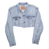 LEVI'S Womens Blue Cropped Denim Jacket XL Cotton Blend Button Closure