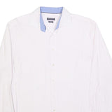 TOMMY HILFIGER Mens White Shirt L Smart Casual Button Detail Long Sleeve