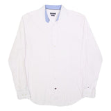 TOMMY HILFIGER Mens White Shirt L Smart Casual Button Detail Long Sleeve