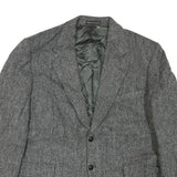 Mens Grey Button Jacket M Cotton Blend Herringbone Classic Smart Casual
