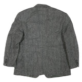 Mens Grey Button Jacket M Cotton Blend Herringbone Classic Smart Casual