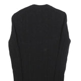 POLO RALPH LAUREN Womens Black Patterned Crew Neck Cable Knit S Jumper Wool