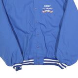 BIRDIE Mens Blue Cotton Blend Varsity Jacket XL Button Plain RMEF Rocky Mountain