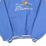 BIRDIE Mens Blue Cotton Blend Varsity Jacket XL Button Plain RMEF Rocky Mountain