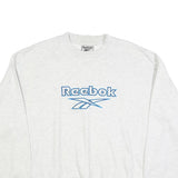 REEBOK Mens White XL Crew Neck Cotton Blend Sweatshirt Logo Embroidered