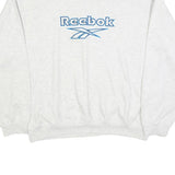 REEBOK Mens White XL Crew Neck Cotton Blend Sweatshirt Logo Embroidered