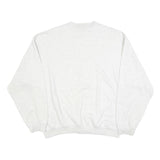 REEBOK Mens White XL Crew Neck Cotton Blend Sweatshirt Logo Embroidered