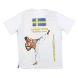 TOPAZIO Mens White & Multi Capoeira Graphic T-Shirt L Short Sleeve Crew Neck