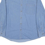 PORT AND COMPANY Mens Blue Denim Shirt L Cotton Blend Lightweight Long Sleeve